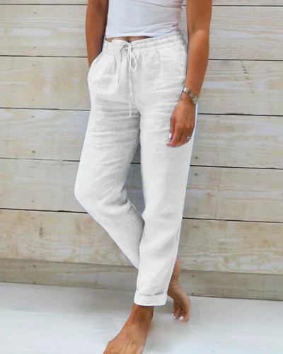 Monika | Pantalones de algodón y lino con cómoda cintura elástica