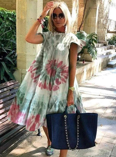 Mireia - Encantador vestido acampanado con un adorable diseño estampado