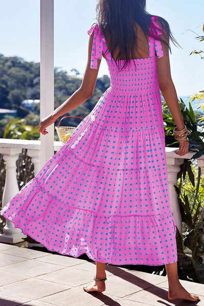 Miriam - Elegantes vestidos estampados con delicados tirantes finos y encantadores retales de puntos de Fashion Street