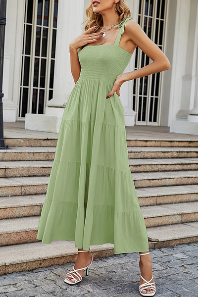Miriam - Elegantes vestidos estampados con delicados tirantes finos y encantadores retales de puntos de Fashion Street