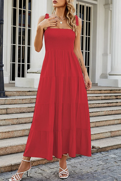 Miriam - Elegantes vestidos estampados con delicados tirantes finos y encantadores retales de puntos de Fashion Street