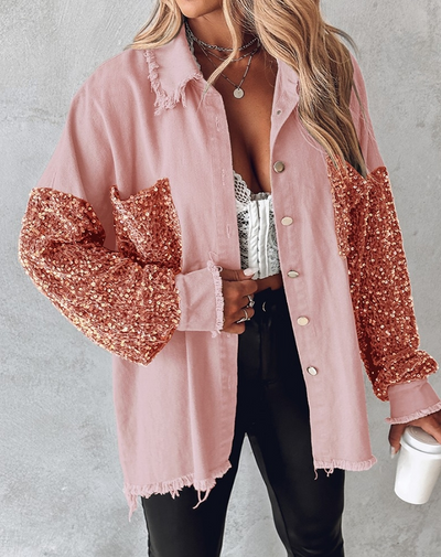 Leslie | Chaqueta de manga larga con lentejuelas en contraste