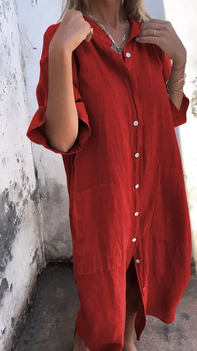 Noa - Elegante Maxivestido Camisero para un Estilo Casual único