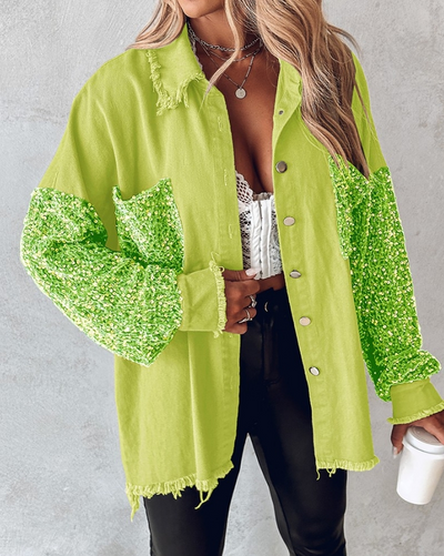Leslie | Chaqueta de manga larga con lentejuelas en contraste