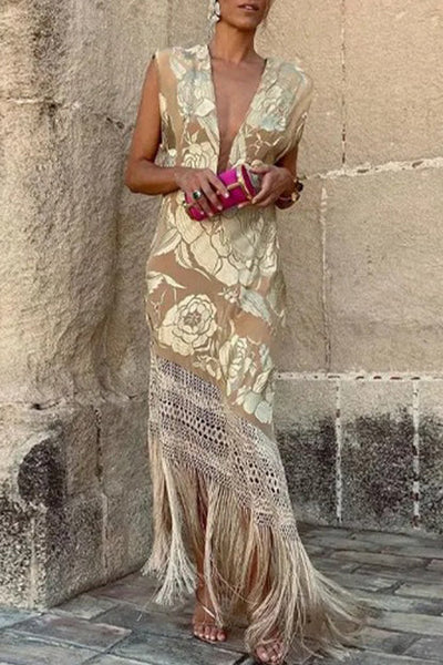 Erika - Vestidos Asimétricos con Cuello en V y Encantadoras Borlas en Forma de Corazón