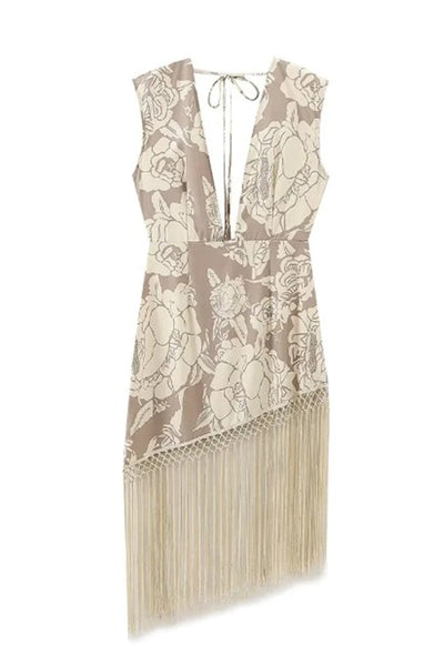 Erika - Vestidos Asimétricos con Cuello en V y Encantadoras Borlas en Forma de Corazón