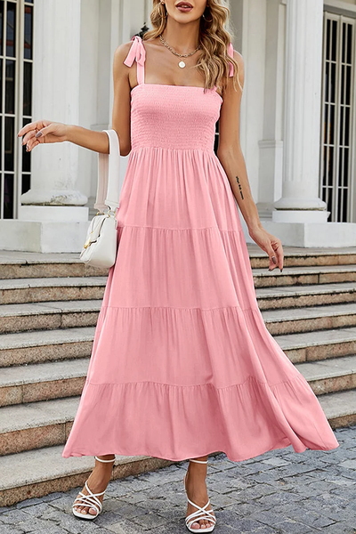 Miriam - Elegantes vestidos estampados con delicados tirantes finos y encantadores retales de puntos de Fashion Street