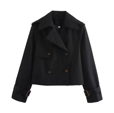 Abrigo recortado de gabardina para otoño - Mely