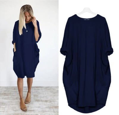 Charlotte - Elegante vestido casual de manga larga con prácticos bolsillos