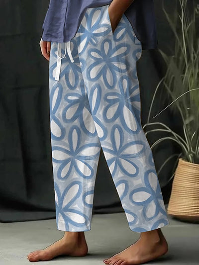 Pantalones Amplios con Encanto Floral Botánico para Mujeres - Helena