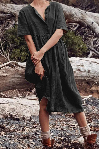 Mia - Elegante Vestido Casual de Patchwork con Cuello en O de Una Línea