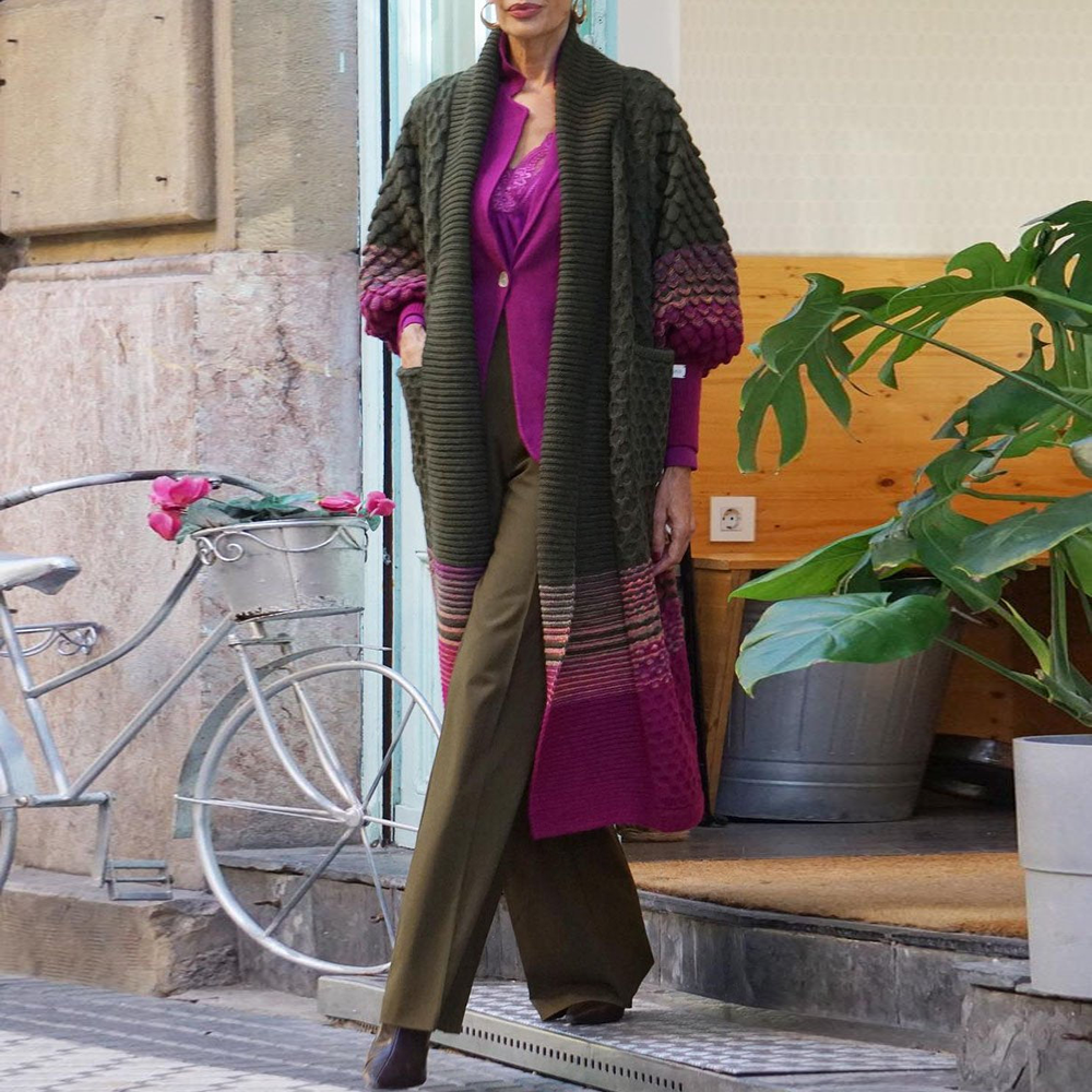 Cárdigan Micaela de Manga Larga con Elegante Estampado Moderno
