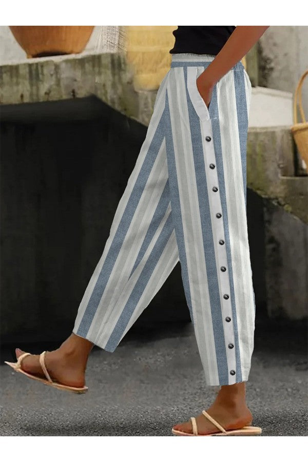 Pantalón Casual Suelto con Estilo a Rayas Mia