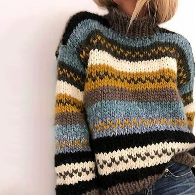 Melissa – Suéter de cuello alto con estampado moderno