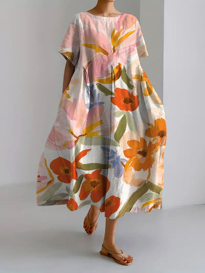 Vestido Casual Suelto Dayana con Hermoso Diseño Floral Botánico Retro para Mujer