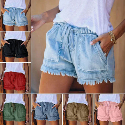 Shorts de mezclilla de cintura alta LAURA® - Estilo y Confort para tu Verano