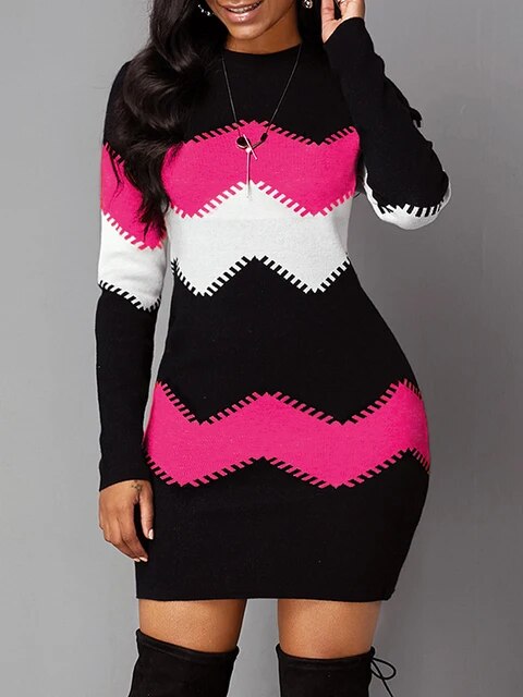 Isadora - Vestido de Moda en Jersey Estampado con Cuerpo Ajustado.