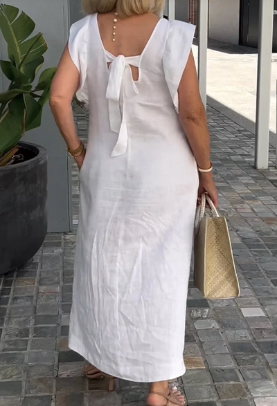 Karen - Elegante vestido de algodón y lino para un look casual chic