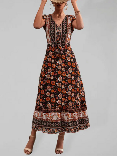 Vestido Bohemio Carolina con Elegante Cuello en V