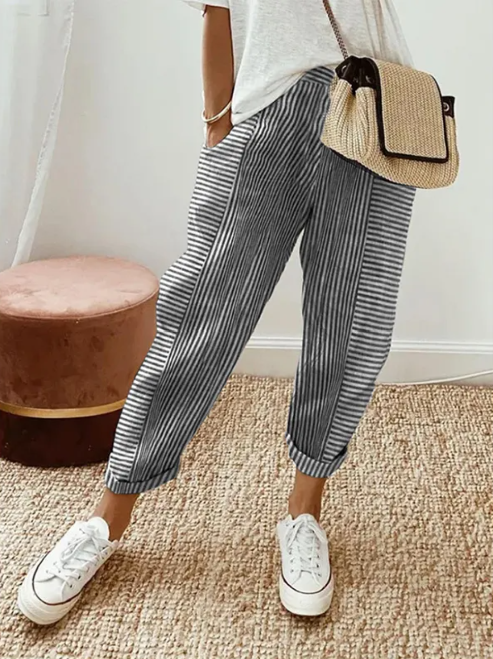 Pantalón Casual de Mujer Susana con Estilo a Rayas