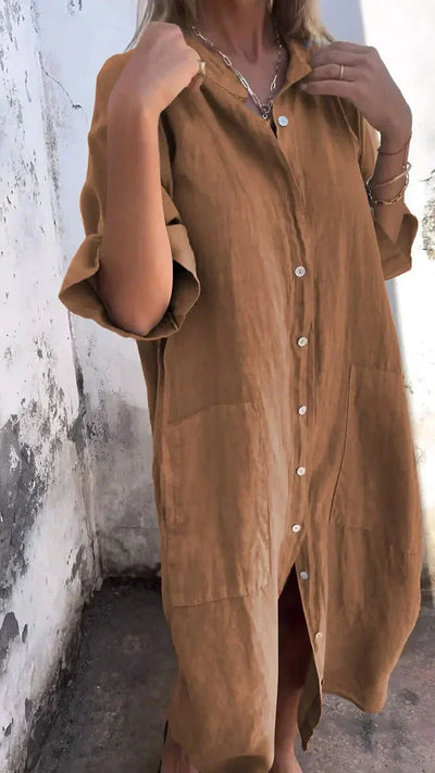 Noa - Elegante Maxivestido Camisero para un Estilo Casual único