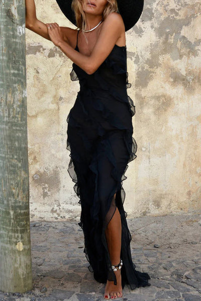 Vestido de tirantes con encantador cuello en V de Taylor