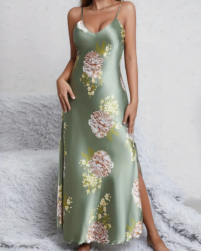 NIRA™ | Camisón con estampado de flores y tirantes de espagueti