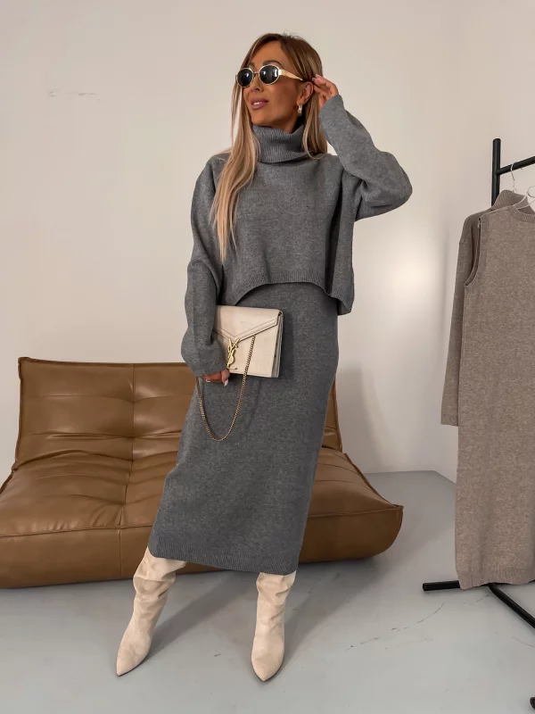 Gina – Elegante Conjunto Vestido Midi para Brillar