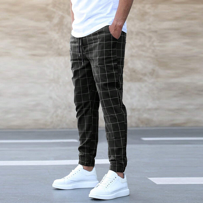 Pantalón cómodo para hombre con estampado de cuadros