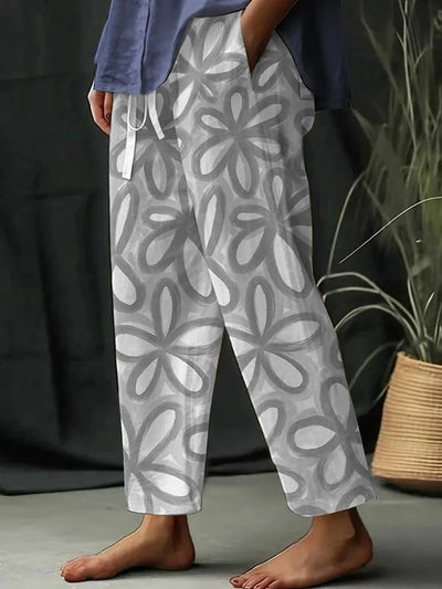 Pantalones Amplios con Encanto Floral Botánico para Mujeres - Helena
