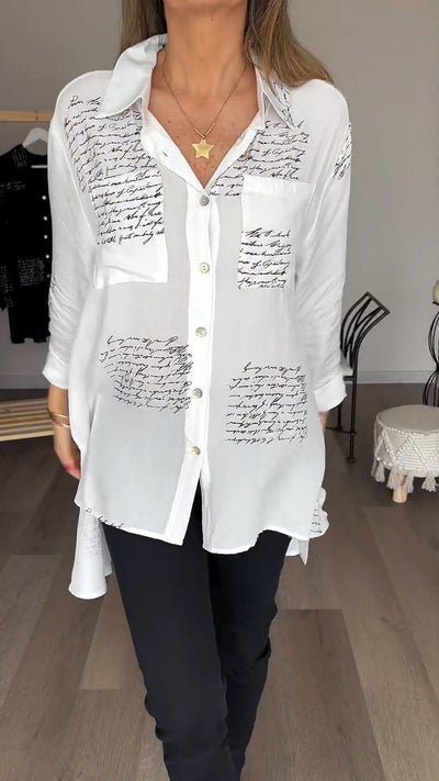 Sofia - Camisa con solapa y estampado de letras