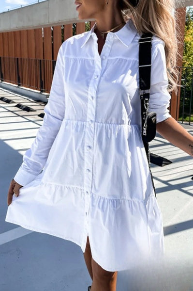 Vestido Casual para Mujeres Evelyn con Hebilla y Cuello Caído en Color Sólido