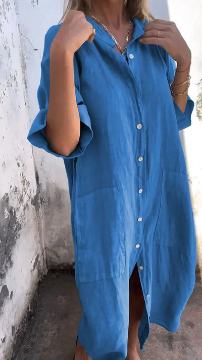Noa - Elegante Maxivestido Camisero para un Estilo Casual único