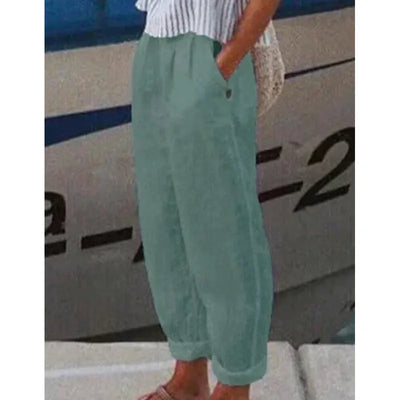 Gemma - Elegante pantalón casual de algodón y lino con estampado para mujer