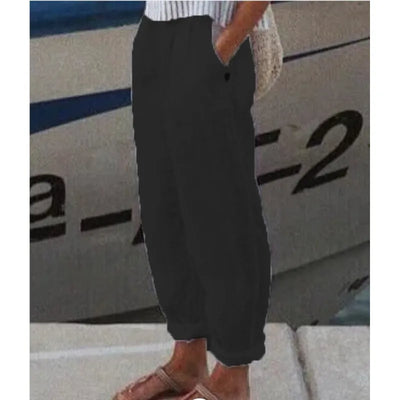 Gemma - Elegante pantalón casual de algodón y lino con estampado para mujer