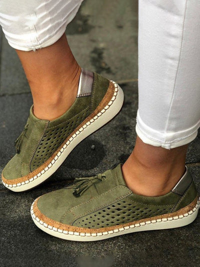Claudia - Zapatillas deportivas para mujer, con diseño casual, plana, con apertura, punta redonda y transpirable.