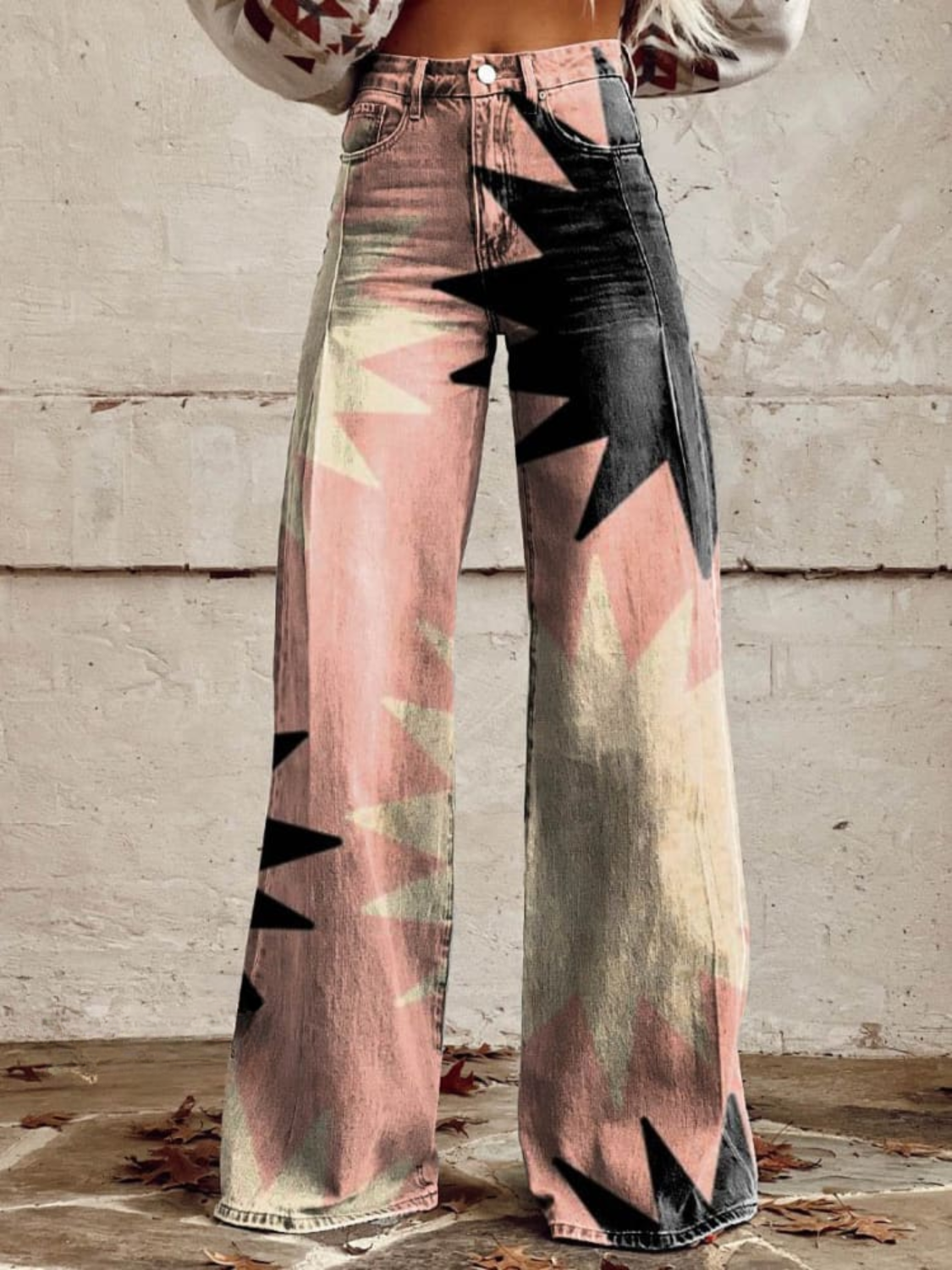 Serena | Estiloso Pantalón Geométrico de Corte Ancho