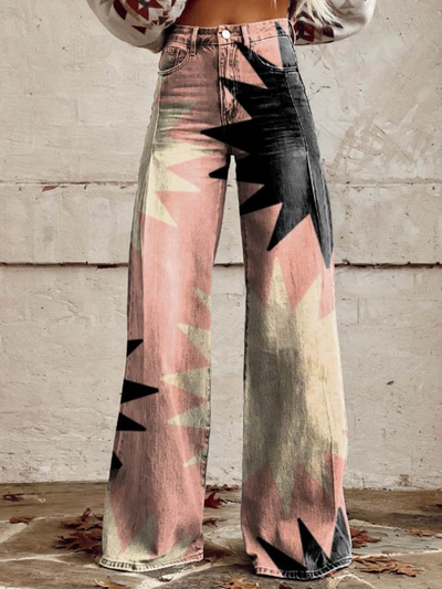 Serena | Estiloso Pantalón Geométrico de Corte Ancho