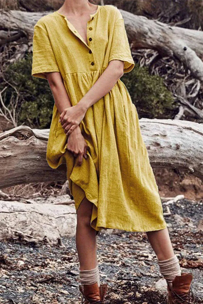 Mia - Elegante Vestido Casual de Patchwork con Cuello en O de Una Línea