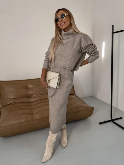 Gina – Elegante Conjunto Vestido Midi para Brillar