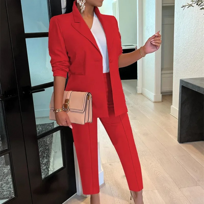 Conjunto Elegante de Blazer y Pantalones Hortensia