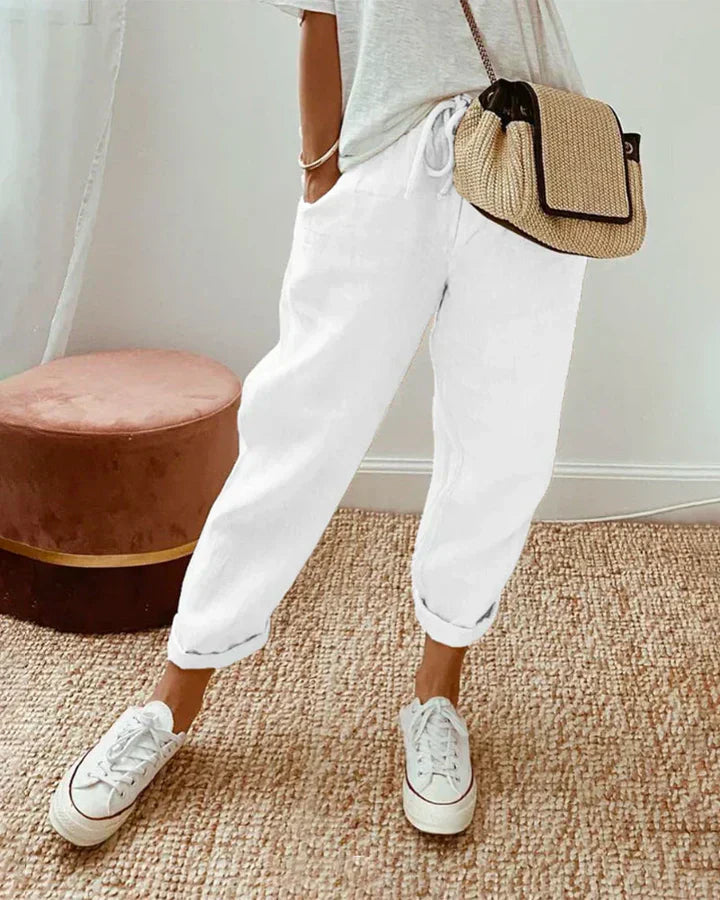 Pantalones de chándal de lino: estilo casual con un toque elegante
