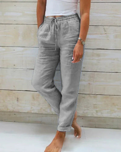 Monika | Pantalones de algodón y lino con cómoda cintura elástica