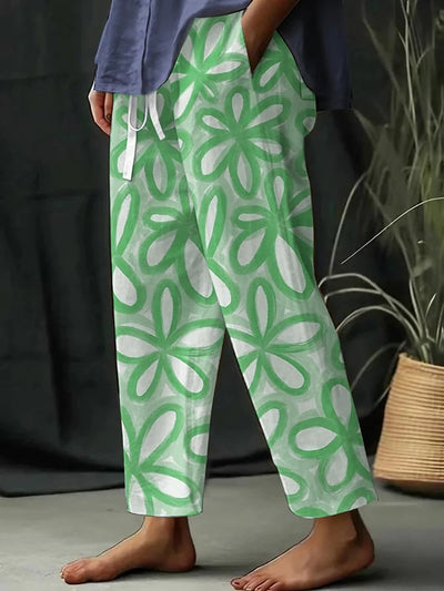 Pantalones Amplios con Encanto Floral Botánico para Mujeres - Helena