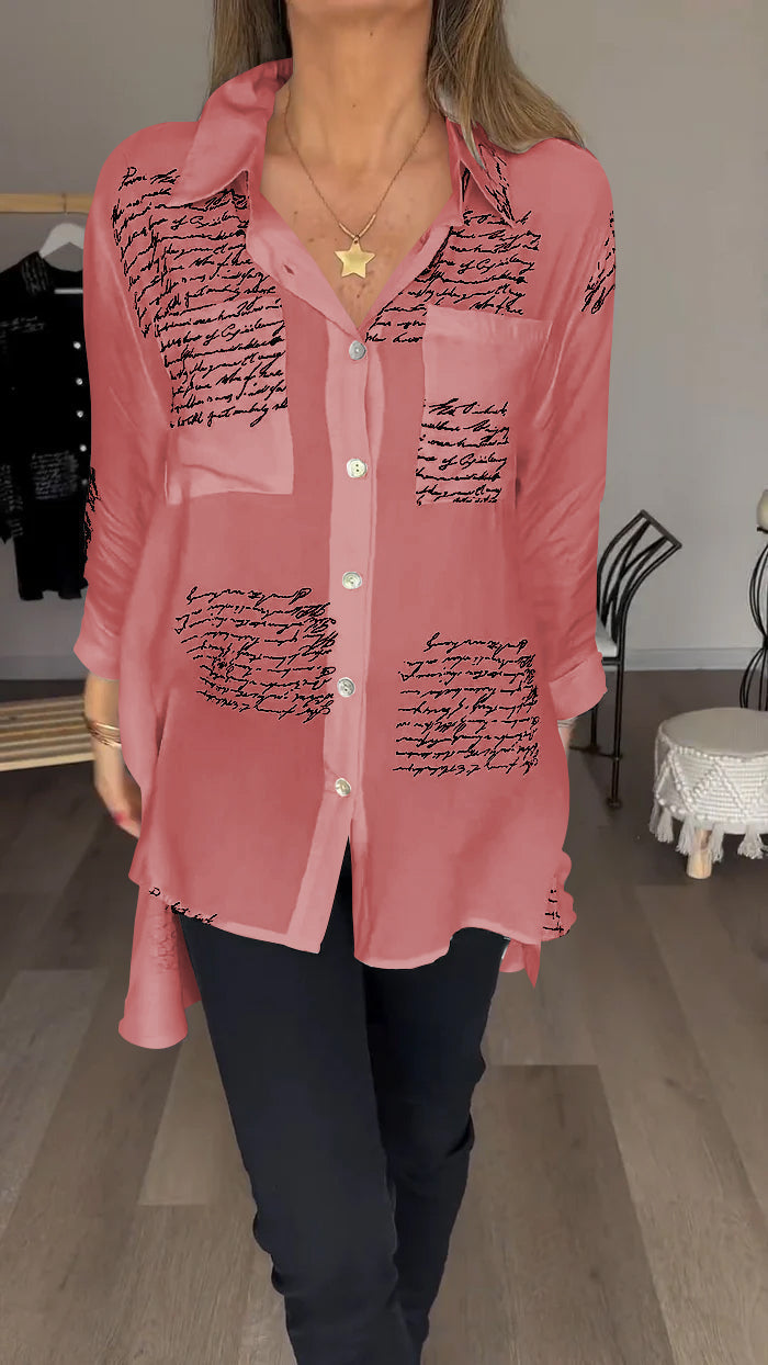 Sofia - Camisa con solapa y estampado de letras