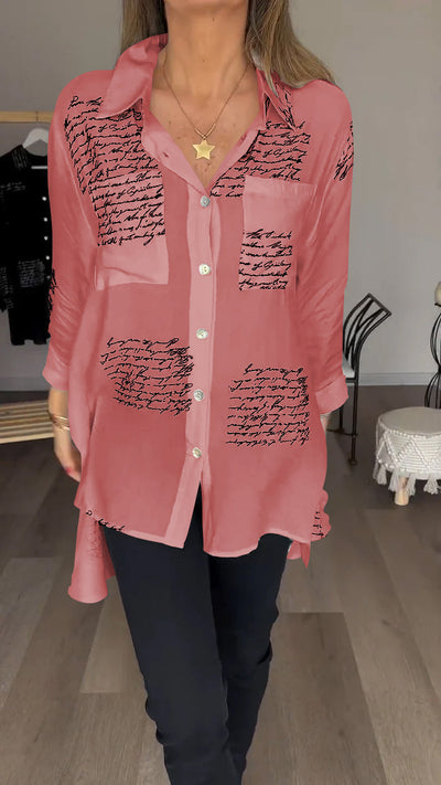Sofia - Camisa con solapa y estampado de letras