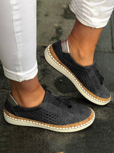 Claudia - Zapatillas deportivas para mujer, con diseño casual, plana, con apertura, punta redonda y transpirable.