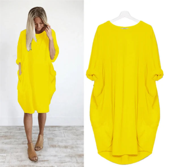 Charlotte - Elegante vestido casual de manga larga con prácticos bolsillos