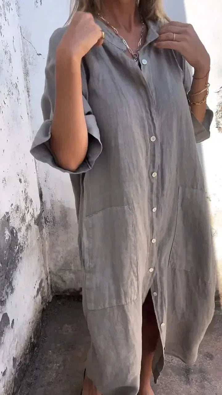 Noa - Elegante Maxivestido Camisero para un Estilo Casual único