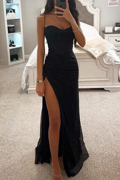 Vestido Maxi de Lentejuelas con Corsé y Abertura - Elegancia Romántica de Charlotte